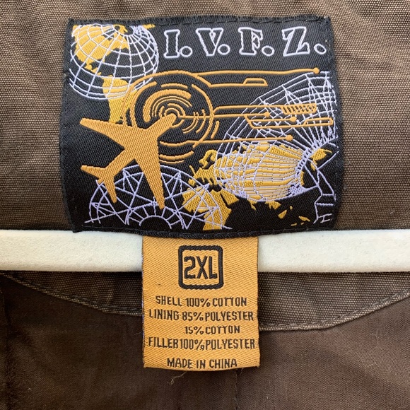 IVFZ heavy quilted distressed khaki canvas army utility jacket full zip coat - Picture 6 of 12